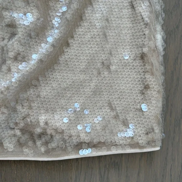 Staud Eton Mini Dress Moon Tan Sequin Embellished - Size Large - Picture 6 of 14